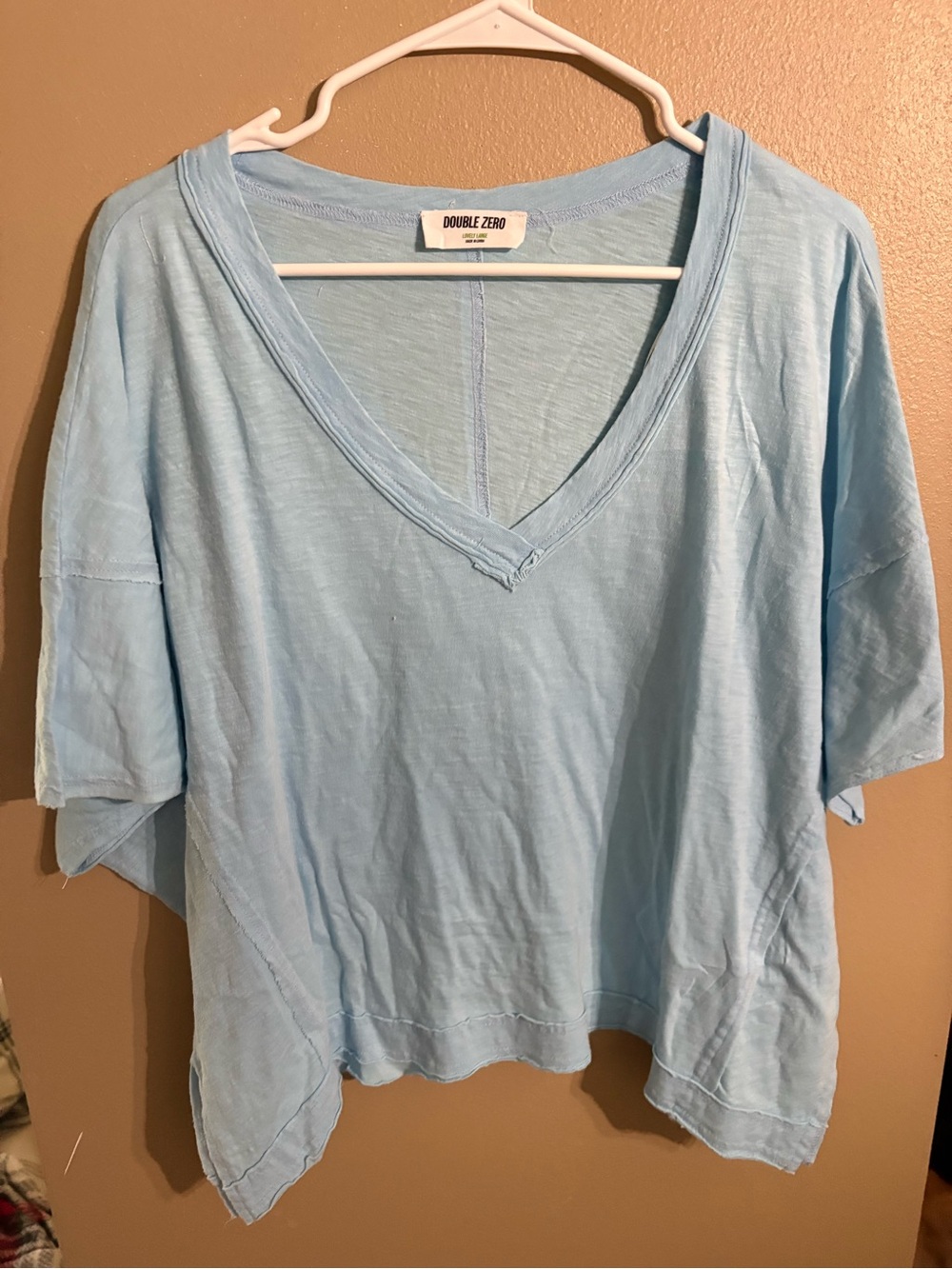 Double Zero Light Blue V-Neck Slouchy Tunic